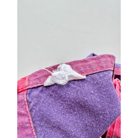 Vintage DANSK Ritva Puotila Bright Pink Purple Jumbo Check 42" x 63" Tablecloth - Picture 3 of 4